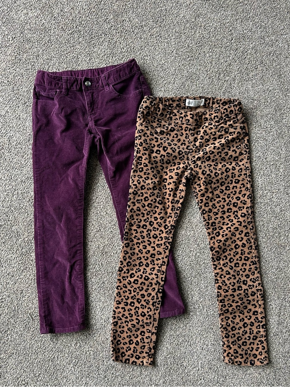 GAP & H&M Kids Purple & Tan Leopard Print Corduroy pants